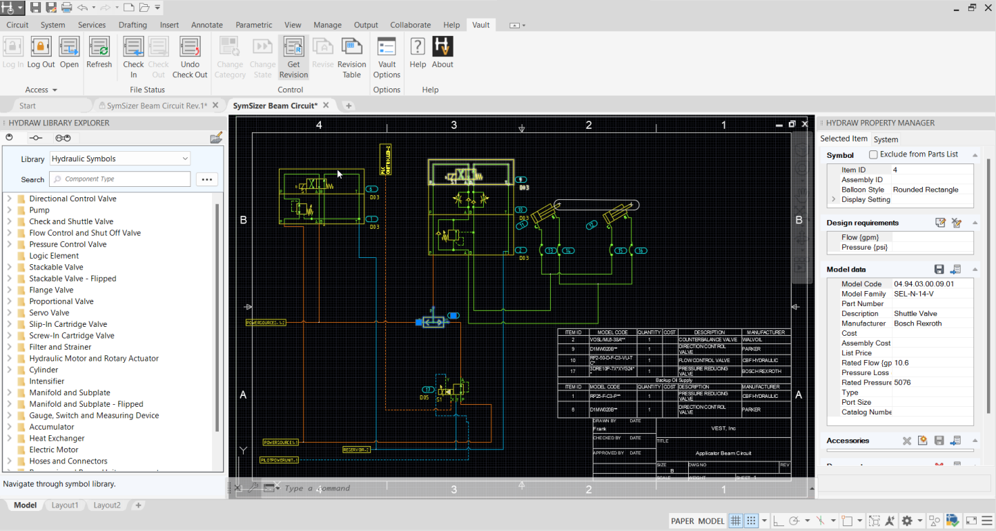 Link HyDraw CAD directly to AutoDesk Vault